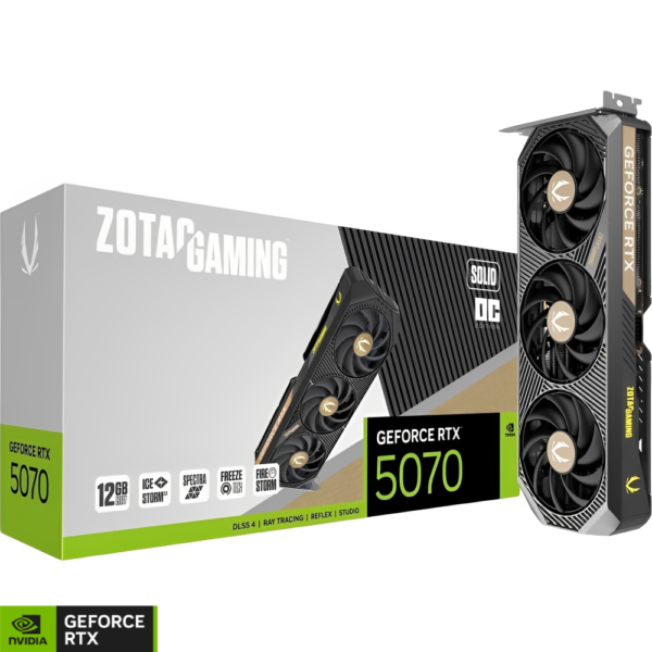 Placa de Vídeo Zotac GeForce RTX 5070 Gaming Solid OC 12 GB GDDR7