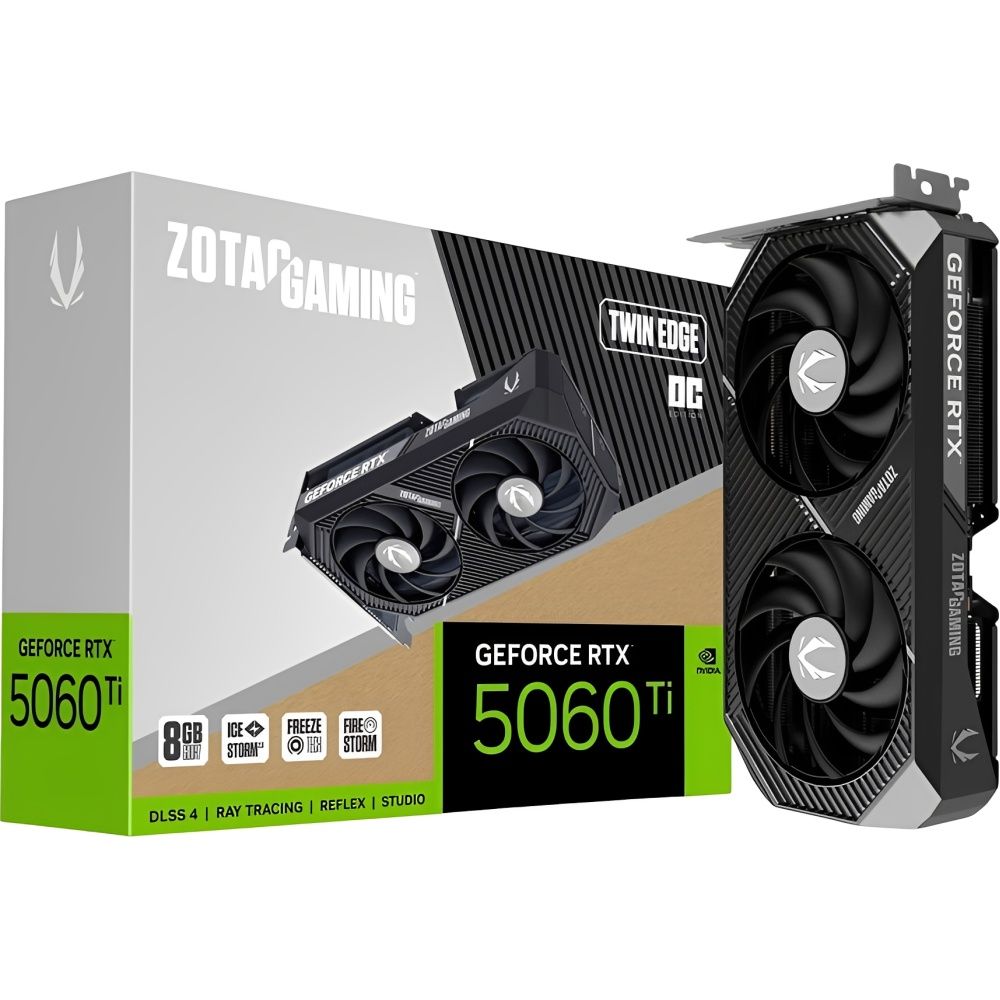 Placa de Vídeo Zotac Gaming Dual GeForce RTX 5060 Ti Twin Edge OC Edition 8 GB GDDR7 (ZT-B50610H-10A) Placa de Vídeo Zotac Gaming Dual GeForce RTX 5060 Ti Twin Edge OC Edition 8 GB GDDR7 (ZT-B50610H-10A) - Imagem 1