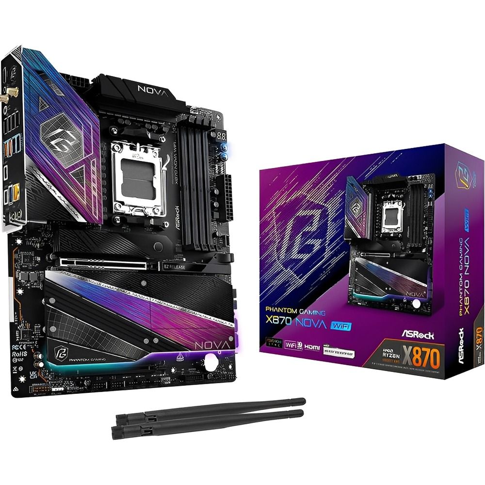 Placa-Mãe ASRock X870 Nova AM5 DDR5 ATX Wi-Fi Placa-Mãe ASRock X870 Nova AM5 DDR5 ATX Wi-Fi - Imagem 1