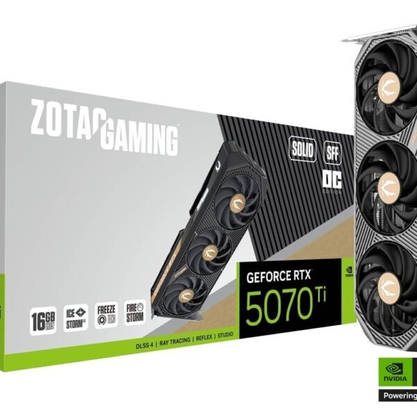 Placa de Vídeo Zotac Gaming GeForce RTX 5070 Ti Solid SFF OC Edition 16 GB GDDR7 (ZT-B50710J3-10P)