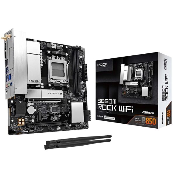 Placa-Mãe ASRock B850M Rock AM5 DDR5 Micro ATX Wi-Fi