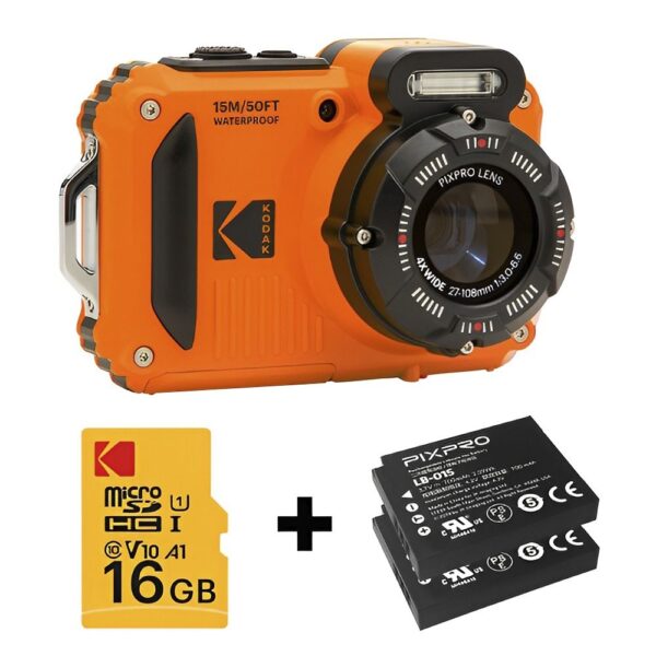 Câmera Kodak PixPro WPZ2 com 2 Baterias + microSD - Laranja