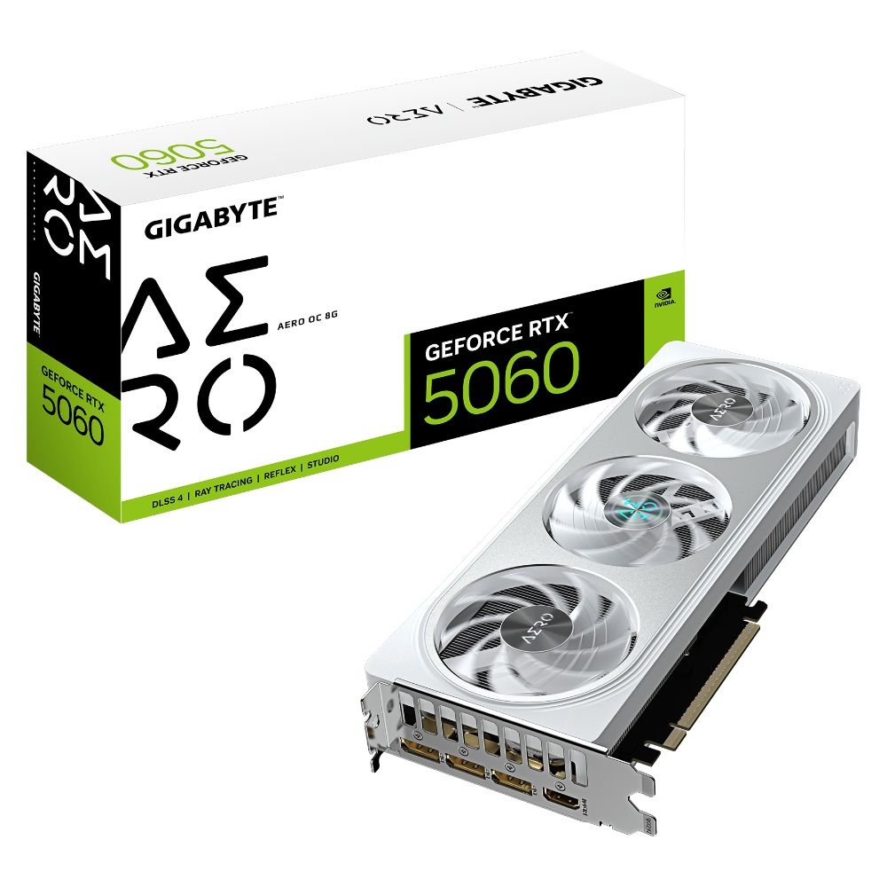 Placa de Vídeo Gigabyte GeForce RTX 5060 AERO OC 8 GB GDDR7 (GV-N5060AERO-OC-8GD) Placa de Vídeo Gigabyte GeForce RTX 5060 AERO OC 8 GB GDDR7 (GV-N5060AERO-OC-8GD) - Imagem 1