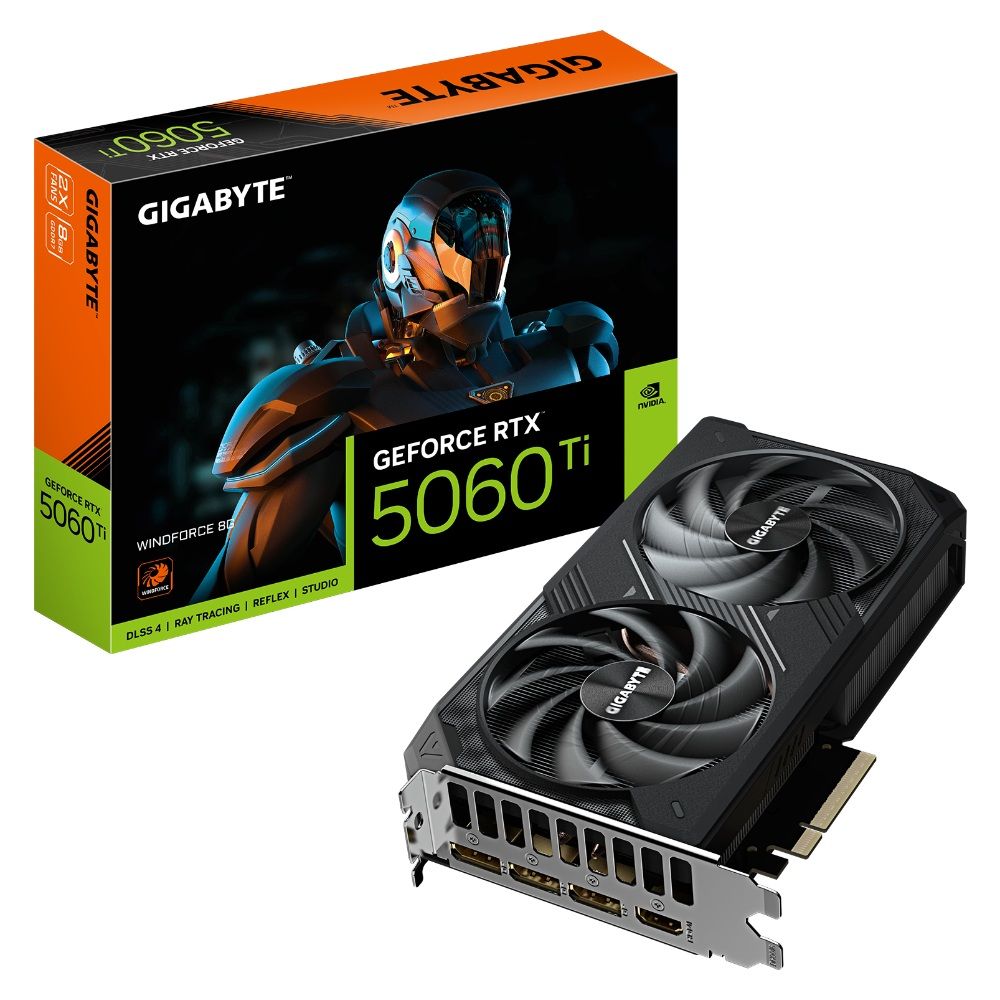 Placa de Vídeo Gigabyte GeForce RTX 5060 Ti WINDFORCE 8G 8 GB GDDR7 (GV-N506TWF2-8GD) Placa de Vídeo Gigabyte GeForce RTX 5060 Ti WINDFORCE 8G 8 GB GDDR7 (GV-N506TWF2-8GD) - Imagem 1