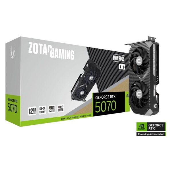 Placa de Vídeo Zotac GeForce RTX 5070 Twin Edge OC RTX 5070 Twin Edge OC 12 GB GDDR7 (ZT-B50700H-10A)