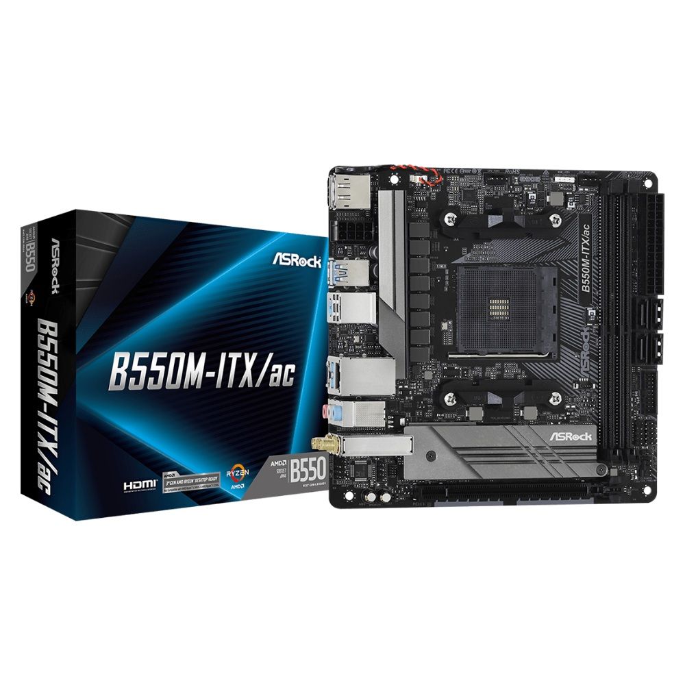 Placa-mãe ASRock B550M-ITX/ac AM4 DDR4 Mini-ITX Placa-mãe ASRock B550M-ITX/ac AM4 DDR4 Mini-ITX - Imagem 1