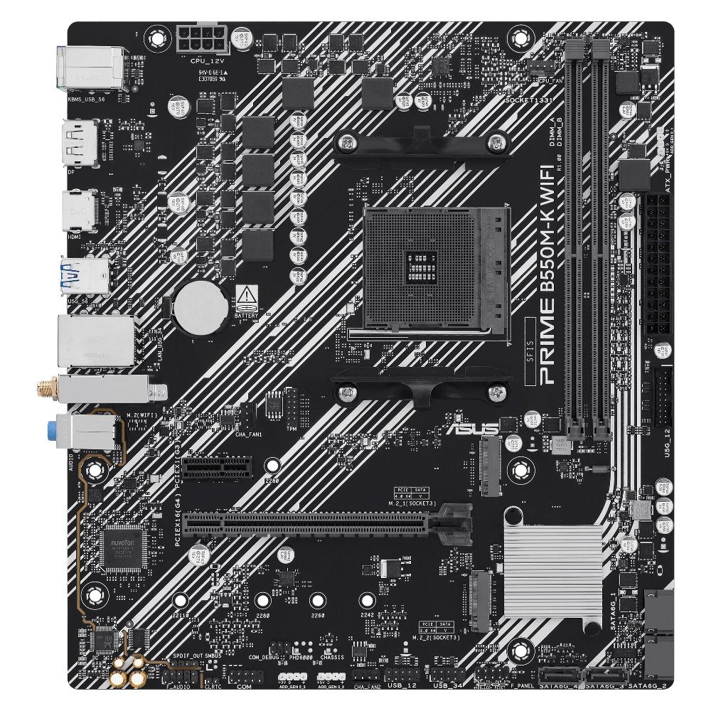 Placa-mãe Asus PRIME B550M-K WIFI AM4 DDR4 Micro-ATX Placa-mãe Asus PRIME B550M-K WIFI AM4 DDR4 Micro-ATX - Imagem 1
