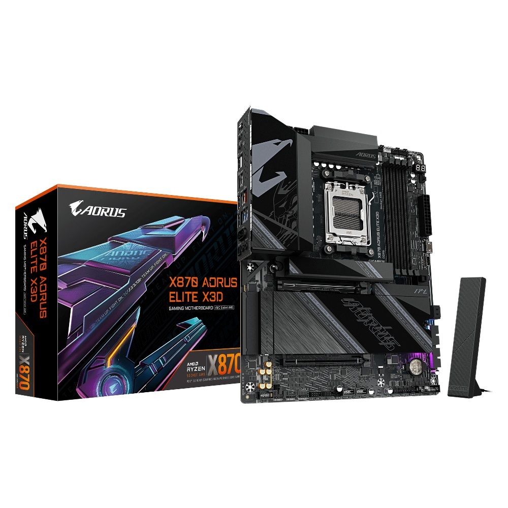 Placa-mãe Gigabyte X870 AORUS ELITE X3D AM5 DDR5 ATX Placa-mãe Gigabyte X870 AORUS ELITE X3D AM5 DDR5 ATX - Imagem 1