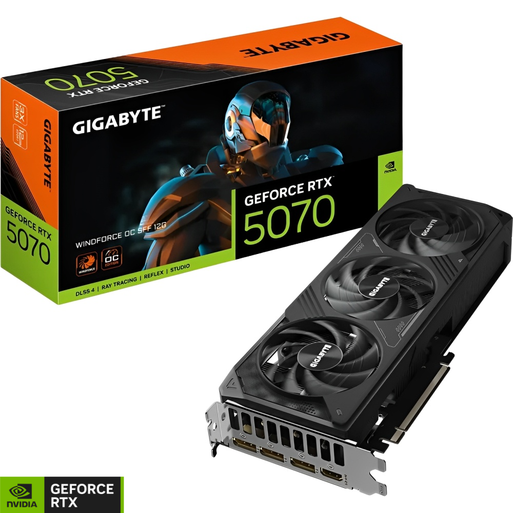 Placa de Vídeo Gigabyte GeForce RTX 5070 WINDFORCE OC SFF 12 GB GDDR7 (GV-N5070WF3OC-12GD) - Imagem 1