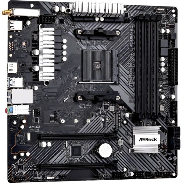 Placa-Mãe ASRock B450M/AC R2.0 AM4 DDR4 Micro ATX