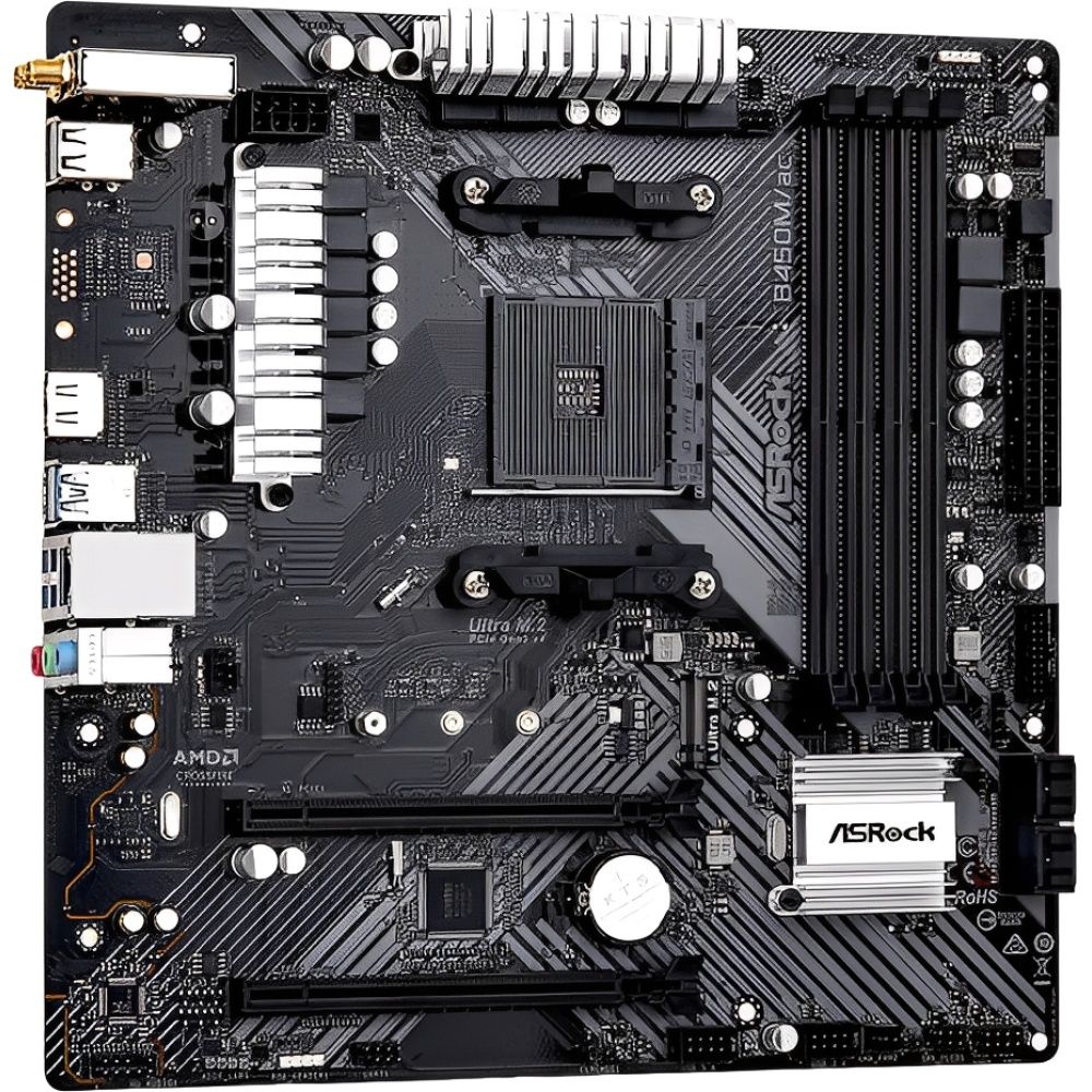 Placa-Mãe ASRock B450M/AC R2.0 AM4 DDR4 Micro ATX - Imagem 1