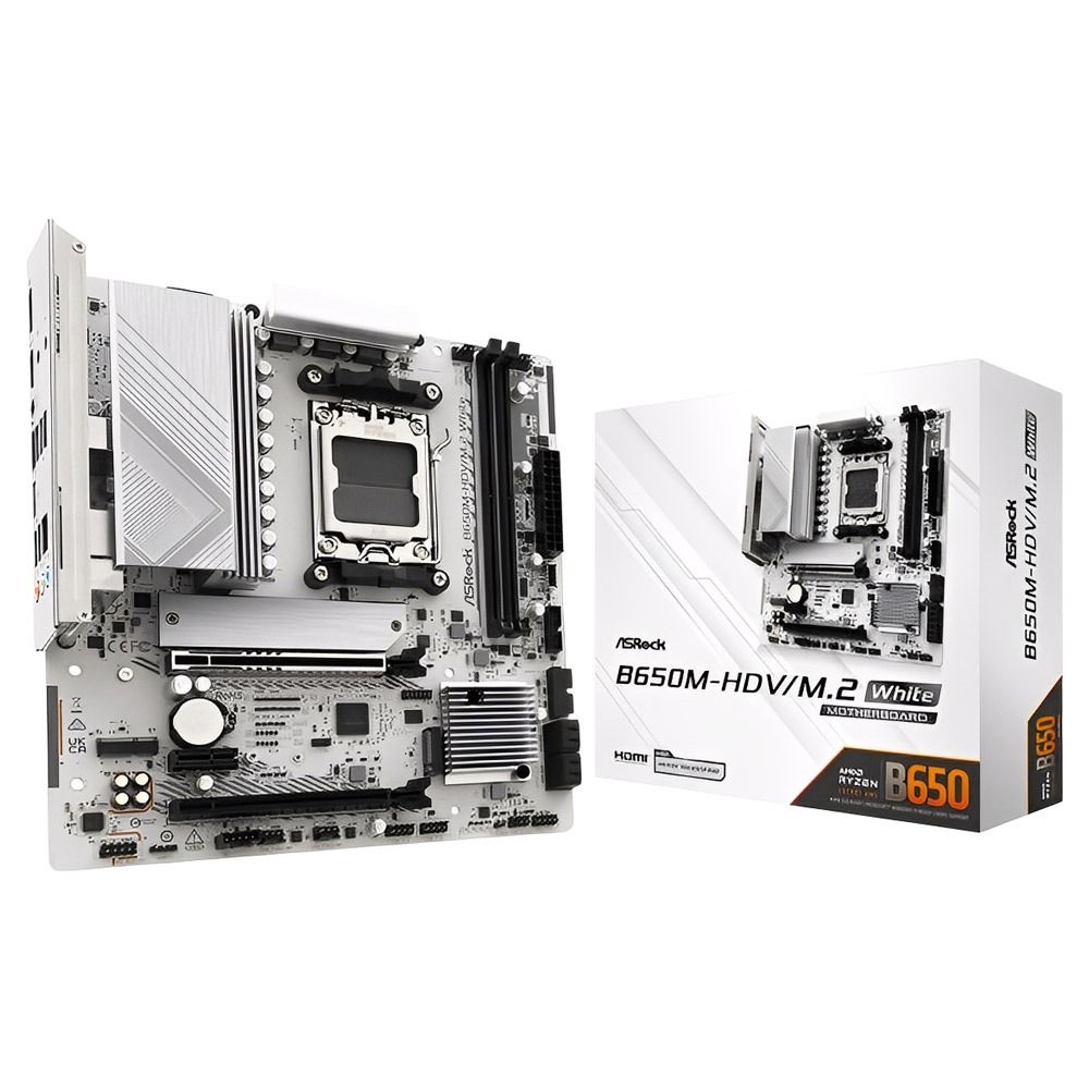 Placa-Mãe ASRock B650M-HDV/M.2 - Branco AM5 DDR5 Micro ATX - Imagem 1