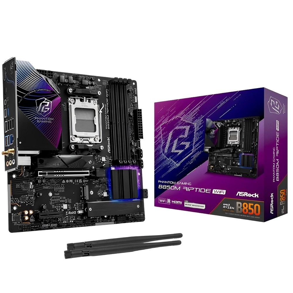 Placa-Mãe ASRock B850M Riptide AM5 DDR5 Micro ATX Wi-Fi - Imagem 1