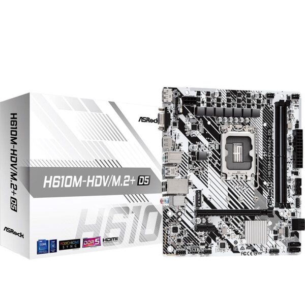 Placa-mãe ASRock H610M-HDV/M.2+ D5 LGA 1700 DDR5 Micro ATX