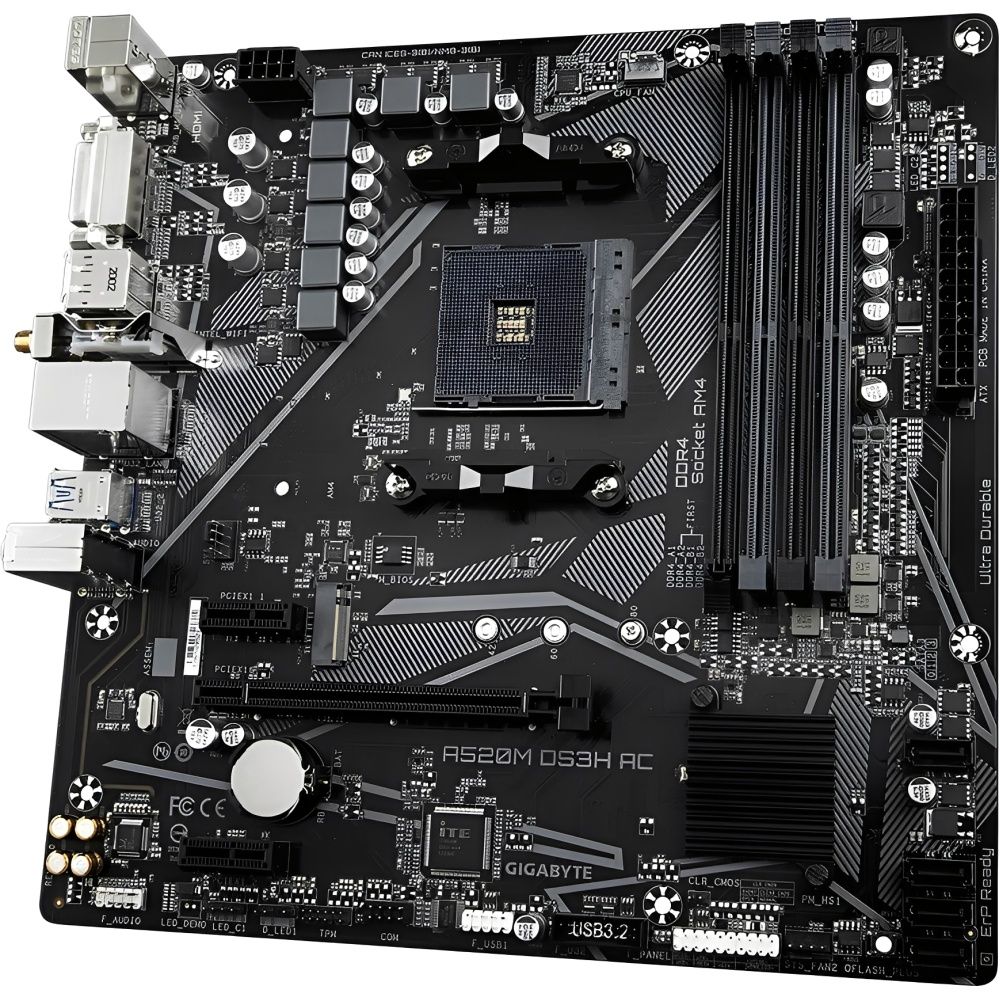 Placa-Mãe Gigabyte A520M DS3H AC AM4 DDR4 Micro ATX - Imagem 1