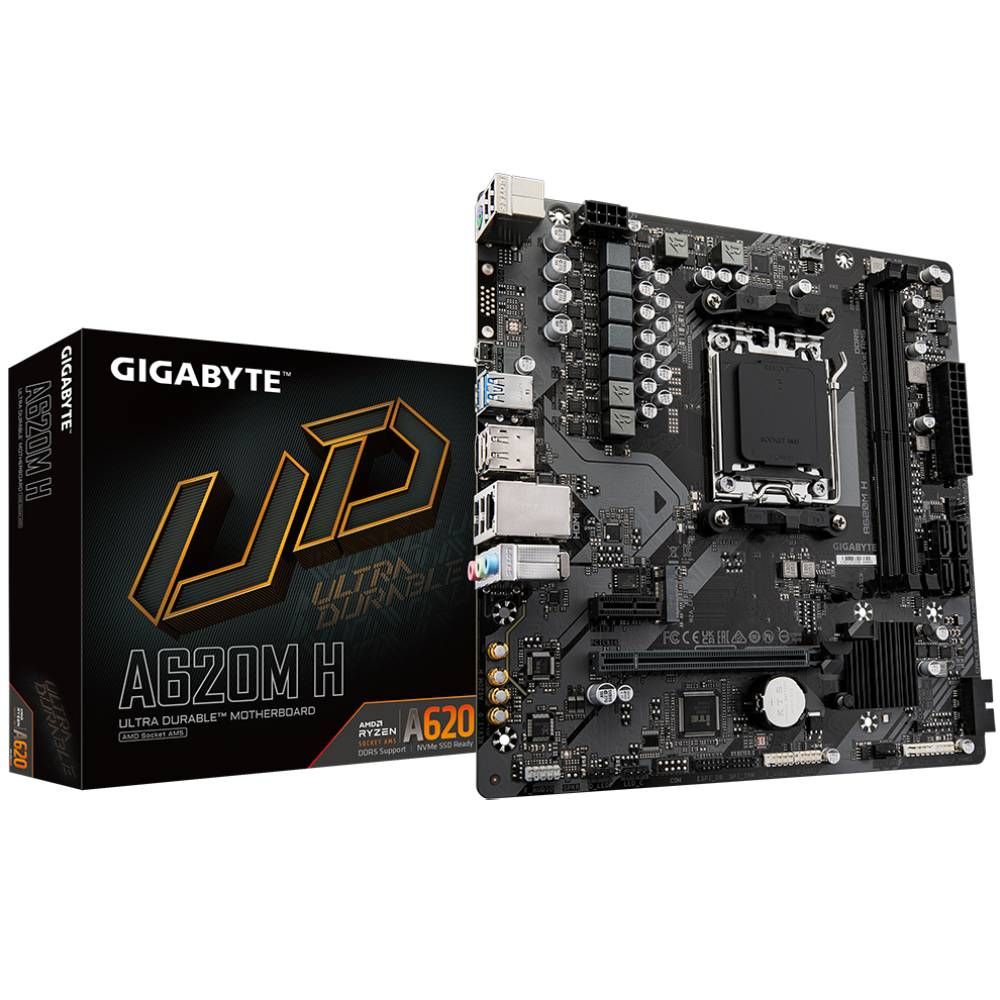 Placa-mãe Gigabyte A620M H AM5 DDR5 Micro ATX - Imagem 1