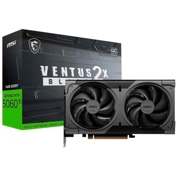 Placa de Vídeo MSI GeForce RTX 5060 Ti Ventus 2X OC Black Plus 16 GB GDDR7 (912-V535-088)